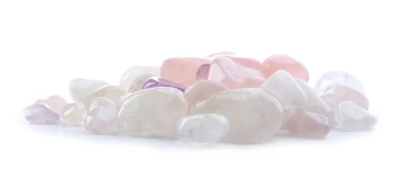 Rose quartz stapel geïsoleerd — Stockfoto