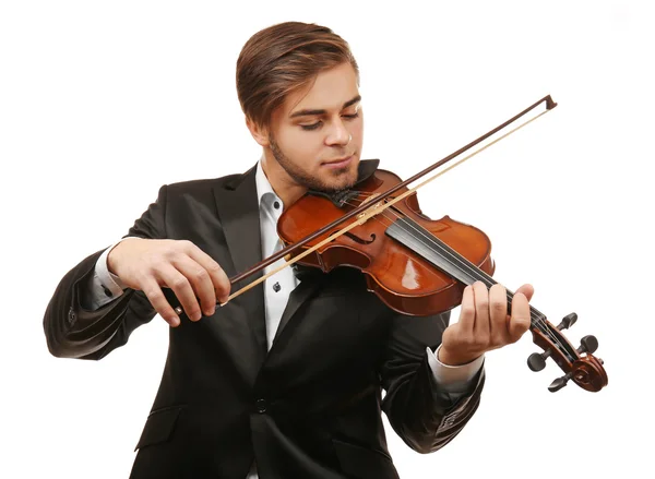 Bonito homem toca violino — Fotografia de Stock