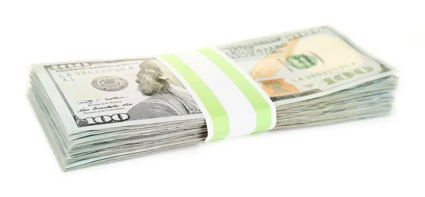 Sto dolarové bankovky, izolovaných na bílém — Stock fotografie