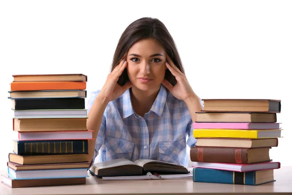 Junges Mädchen mit Büchern isoliert — Stockfoto