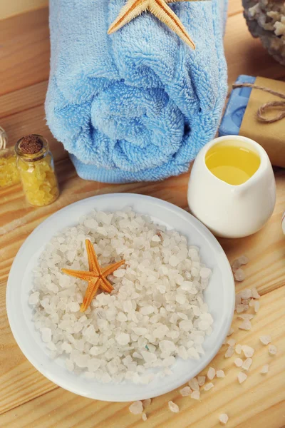 Wellness-Umgebung mit Meersalz — Stockfoto