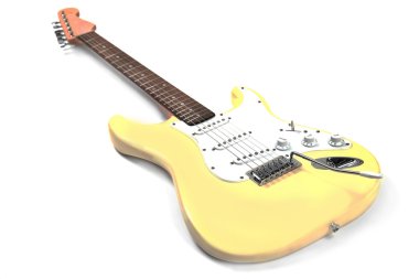 Elektro gitar, üzerinde beyaz izole