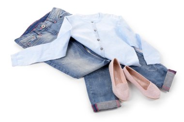 Mavi kot pantolon ve ceket 