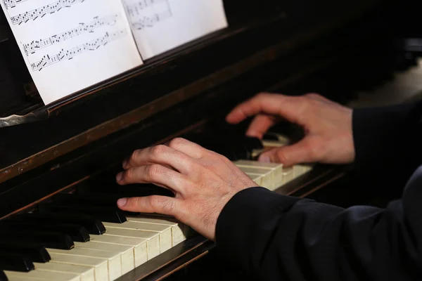 Close up of man hands piano playing — Stock Photo, Image