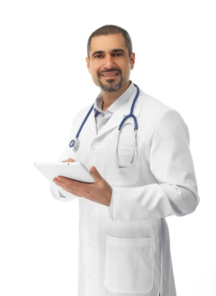 Portrait of a doctor with tablet in hands — Stock Photo, Image