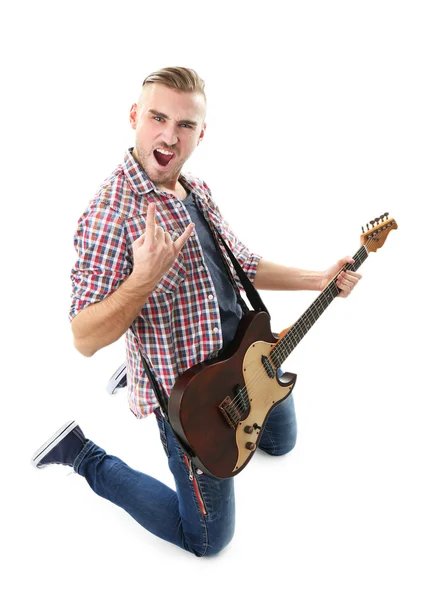 Joven músico con guitarra — Foto de Stock