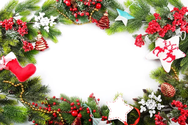 Decorated Christmas wreath on white background — Stock Photo, Image