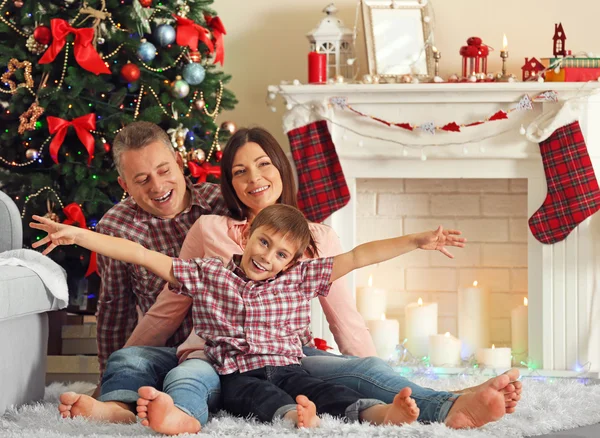 Familienporträt Weihnachten — Stockfoto