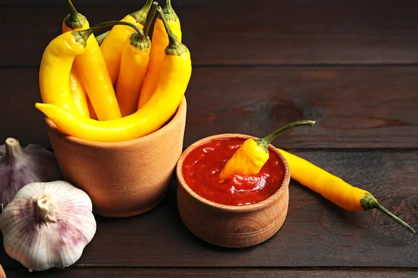 Homemade sauce salsa and spices — Stock Photo, Image