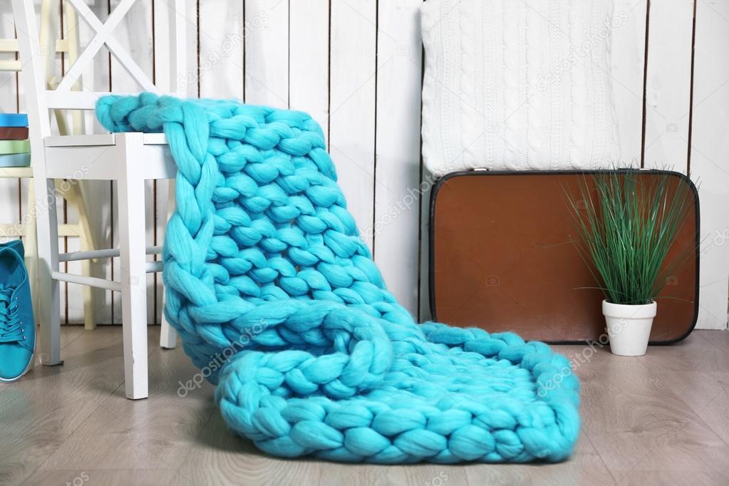 Knitted woolen blanket