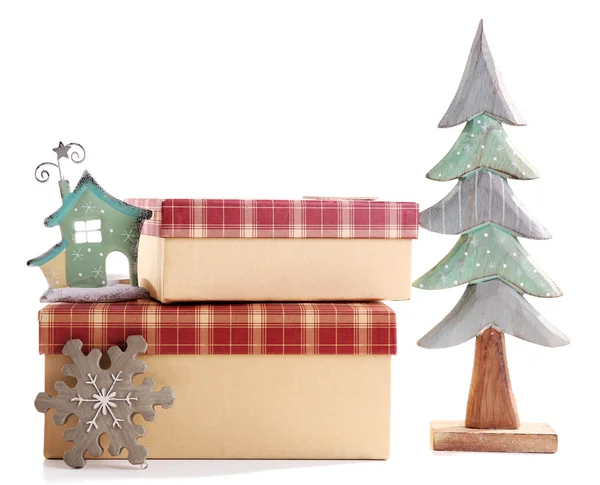 Krásné vánoční dárky s hračkou — Stock fotografie