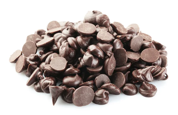 Chocolate morsels isolated on white — Stock Photo, Image