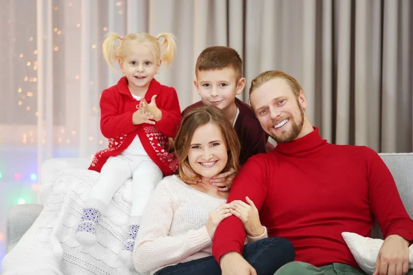 Christmas family in holiday living room — Stock Photo, Image