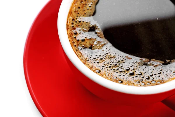 En röd kopp gott kaffe, närbild — Stockfoto