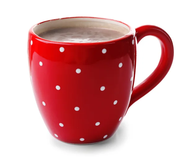 Kırmızı üzerine beyaz izole kakao fincan — Stok fotoğraf