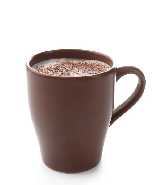Braune Tasse Kakao, isoliert auf weiß — Stockfoto