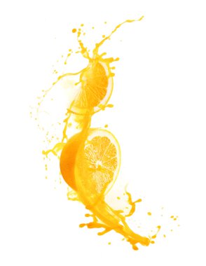 Portakal suyu üzerinde izole beyaz sıçramalarına