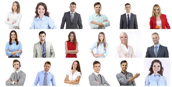 Collage of business people portraits