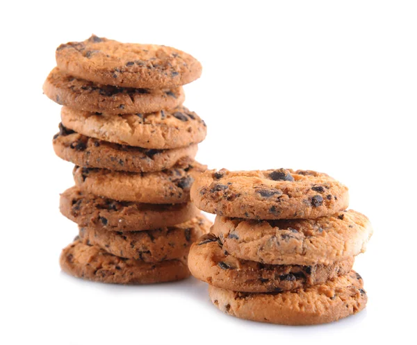 Biscoitos com migalhas de chocolate isolados em fundo branco — Fotografia de Stock