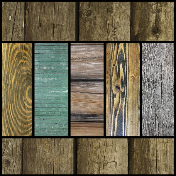 Coleção de diferentes fundos de madeira — Fotografia de Stock