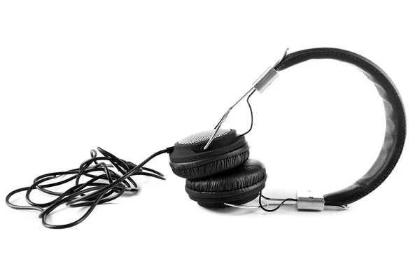 Black headphones isolated on white — Stock Photo, Image