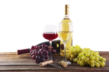 Şarap ve üzüm karşı açık renkli ahşap tablo