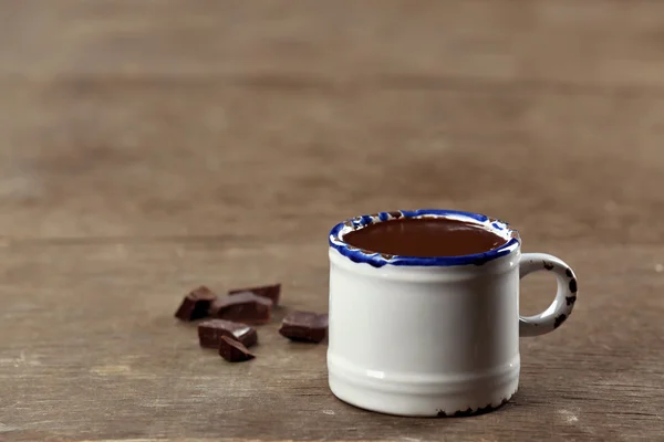 Cup of cacao with chocolate — Stock Photo, Image