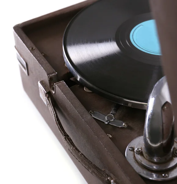 Eski gramofon beyaz üzerine izole — Stok fotoğraf