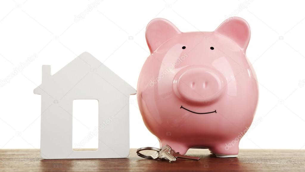 Pig money box and paper decor