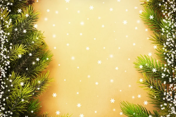 Ramas de abeto de Navidad sobre fondo de papel — Foto de Stock