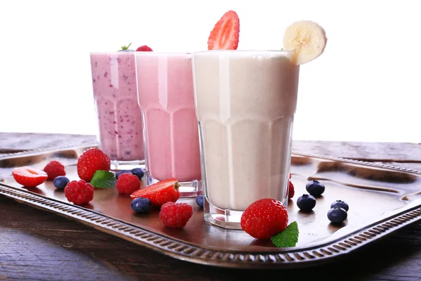 Milk shakes on white background — Stock Photo, Image