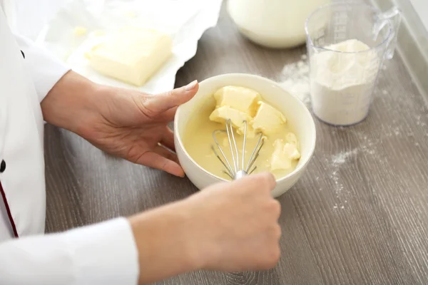 Cooking buttery cream — Stok Foto
