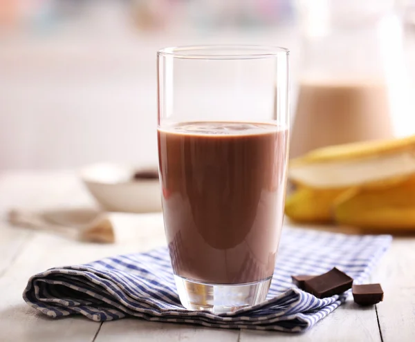 Glass of chocolate milk — Stock Photo, Image