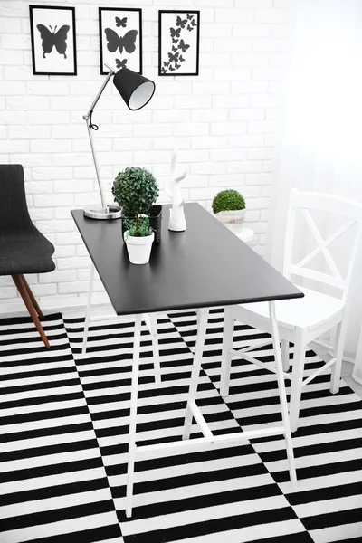 Modern room interior in black and white tones — Stock Photo, Image