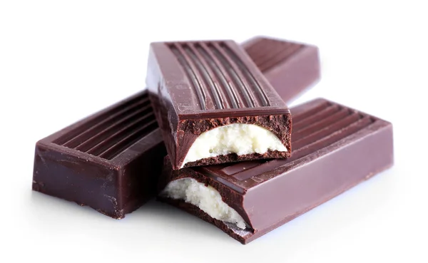 Dużo czekolady laski, na białym tle — Zdjęcie stockowe