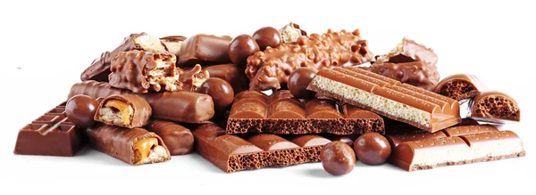 Mix of chocolate, isolated on white — Stock Photo, Image