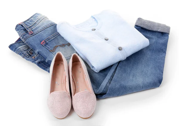Blue jeans en jas — Stockfoto