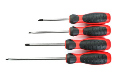 Beyaz arka plan üzerinde izole siyah ve kırmızı Tornavidalar