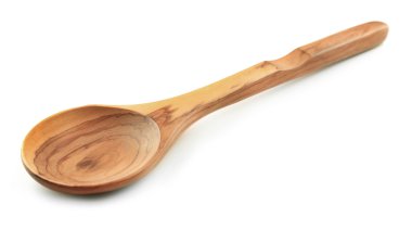 Tahta kaşık beyaz üzerine izole
