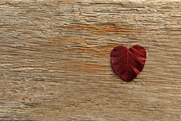 Brązowy liść na podłoże drewniane — Zdjęcie stockowe