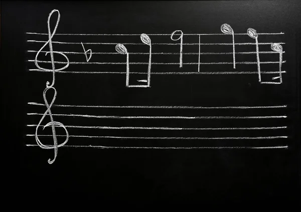 Una pizarra con notas musicales — Foto de Stock