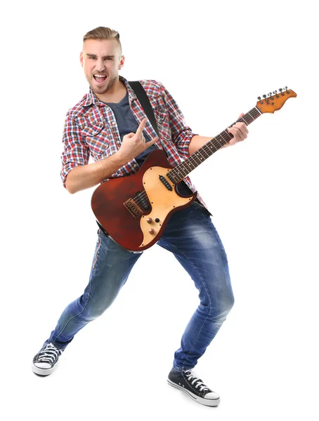 Młody muzyk z gitara — Zdjęcie stockowe