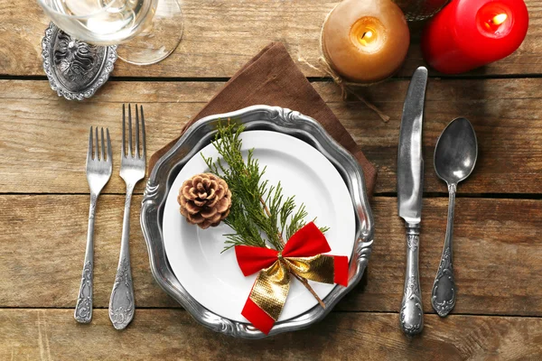 Conjunto de pratos para o jantar de Natal — Fotografia de Stock