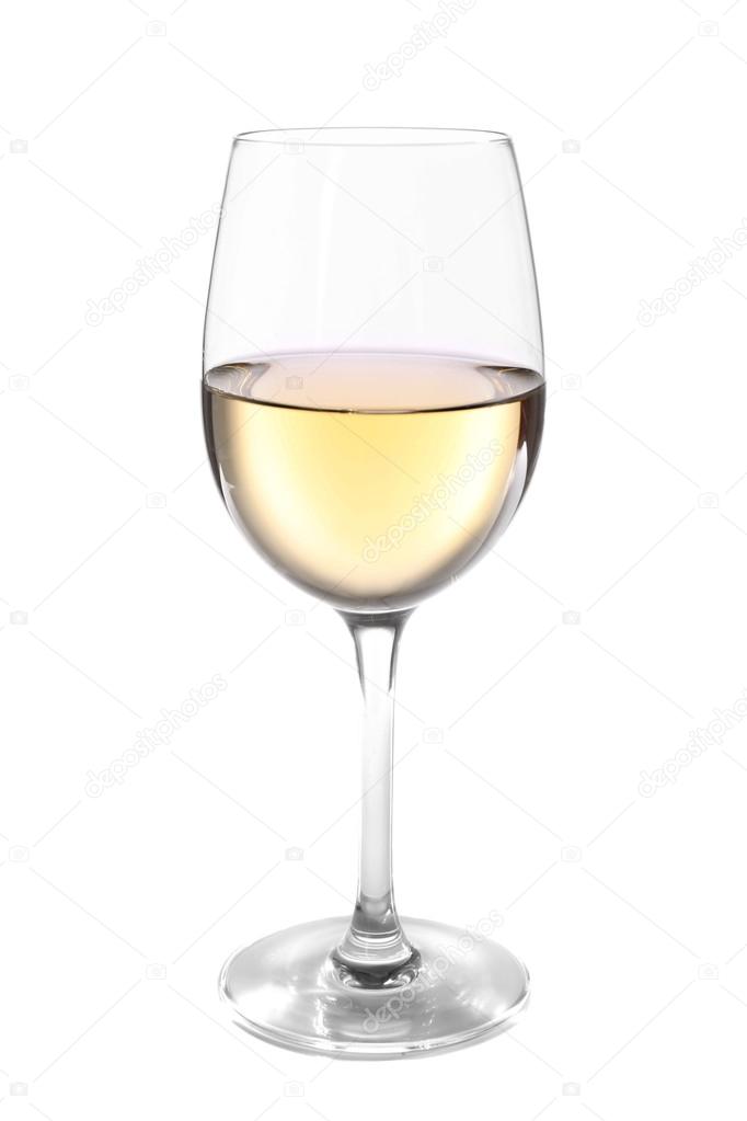 Glass of wine on light background