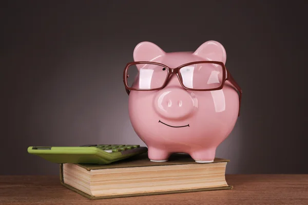 Piggy bank in glasses — Stock Photo, Image