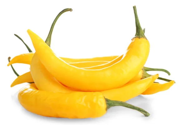 Yellow chili peppers isolated on white — 스톡 사진