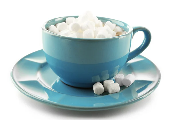 ホット チョコレートとマシュマロ、白で隔離のマグカップ — ストック写真