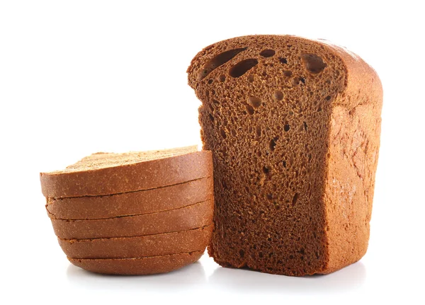 Szeletelt kenyér elszigetelt fehér — Stock Fotó