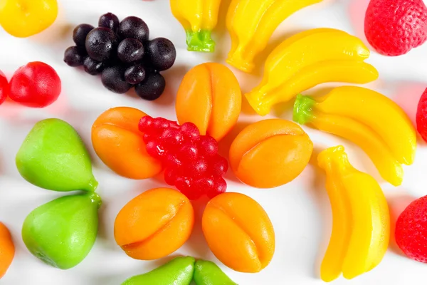 Fruit jelly candies on white, closeup — Zdjęcie stockowe