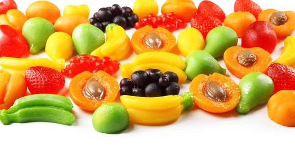 Καραμέλες ζελέ φρούτων που απομονώνονται σε λευκό — Φωτογραφία Αρχείου